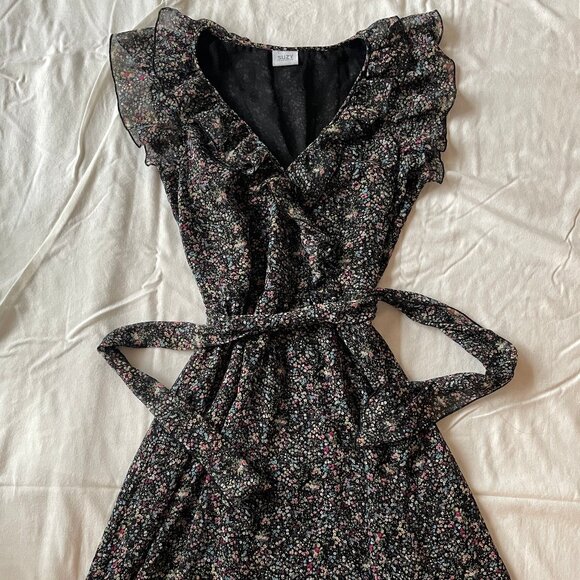 Suzy Shier Cottagecore Fairy Boho Sheer V-Neck Midi Dress - Picture 1 of 9